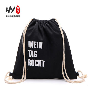 Hochwertiger Rucksack mit Kordelzug aus schwarzem Canvas